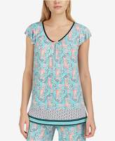 Thumbnail for your product : Ellen Tracy Printed Flutter-Sleeve Pajama Top