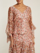 Thumbnail for your product : Peter Pilotto Fil Coupe Jacquard Silk-blend Organza Top - Nude Print