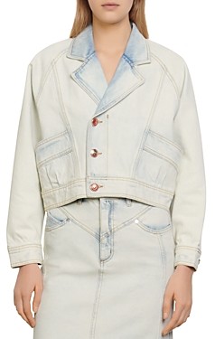 sandro washed denim with seaming