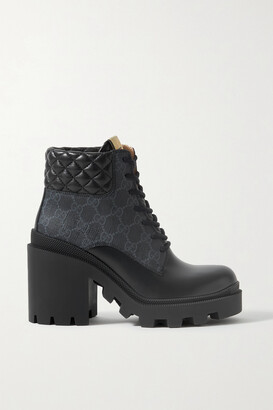 Gucci Trip Logo-print Coated-canvas And Leather Ankle Boots