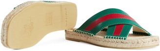 Gucci Men's leather slide sandal with Web