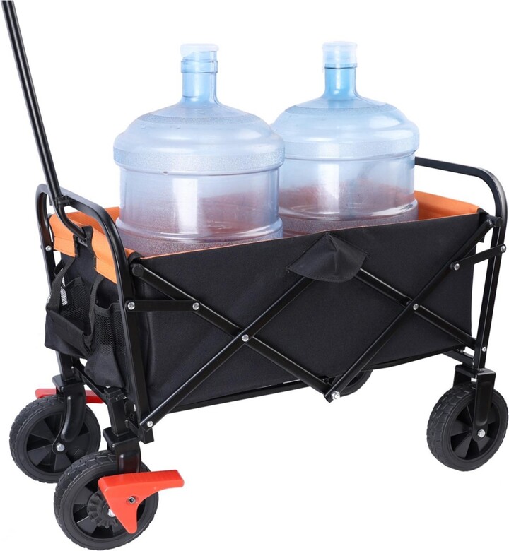 Streamdale Furniture Mini Folding Wagon Garden Shopping Beach Cart (Black+Yellow+Brake)