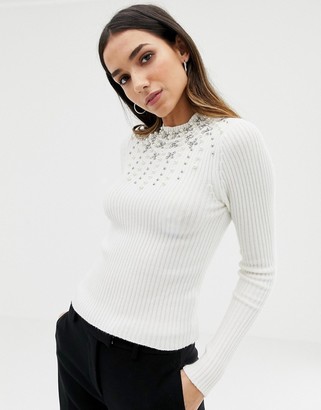 ASOS DESIGN high neck sweater with embellishment