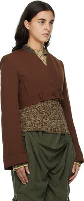 Acne Studios Brown Cropped Suit Blazer
