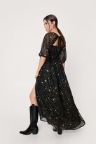 Thumbnail for your product : Nasty Gal Womens Star Metallic Maxi Slit Dress - Black - 4