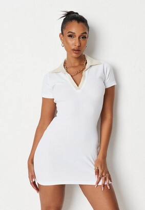 Missguided Jordan Lipscombe X White Rib Polo Neck Mini Dress - ShopStyle