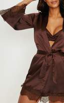Thumbnail for your product : PrettyLittleThing Chocolate Lace Robe