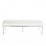 Thumbnail for your product : The Well Appointed House Rothman Polished Chrome Bench with White Leather Square Tufted Upholstered Seat