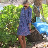 Thumbnail for your product : AtLAST Annabel Cotton Tunic In Muted Blue With Pink Flower