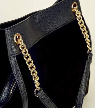 New Look Black Suedette Eyelet Strap Tote Bag