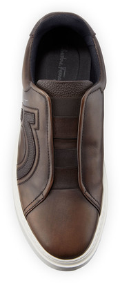 Ferragamo Men's Tasko Slip-On Leather Sneakers