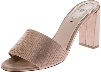 fendi embroidered leather slide sandal