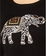 Thumbnail for your product : Karen Scott Petite Cotton Elephant Graphic Top, Created for Macy's