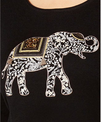 Karen Scott Petite Cotton Elephant Graphic Top, Created for Macy's