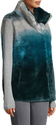 Jocelyn Ombre Faux Fur Roadie Vest With Stand Collar