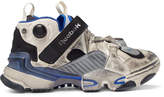 Thumbnail for your product : Vetements Reebok Genetically Modified Pump Distressed Leather and Mesh Sneakers