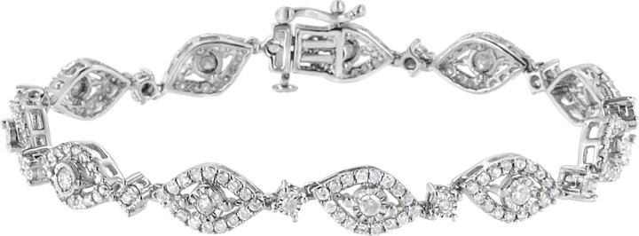 Haus of Brilliance Silver 2 1/2 Cttw Diamond Pear Shaped and Bezel Link Bracelet