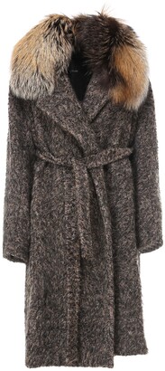 Max Mara Fur Collar Belted Coat - ShopStyle
