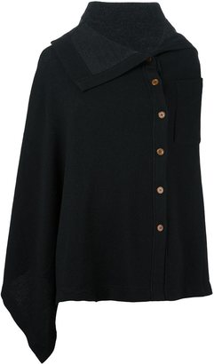 Y's asymmetric patch pocket cape - women - Nylon/Wool - 2