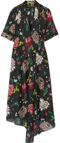 Thumbnail for your product : Adam Lippes Gathered Floral-print Cotton-voile Dress - Black