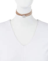 Thumbnail for your product : Fallon Monarch Mini Velvet Choker Necklace with Crystal Starburst, Blush