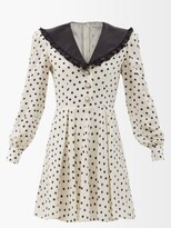 Thumbnail for your product : Alessandra Rich Chelsea-collar Polka-dot Silk-crepe Mini Dress - White Blue Multi