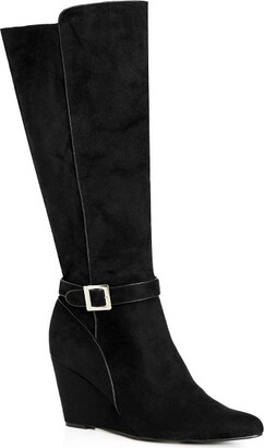 City Chic | Women's WIDE FIT Clea Knee Wedge Boot - - 8W