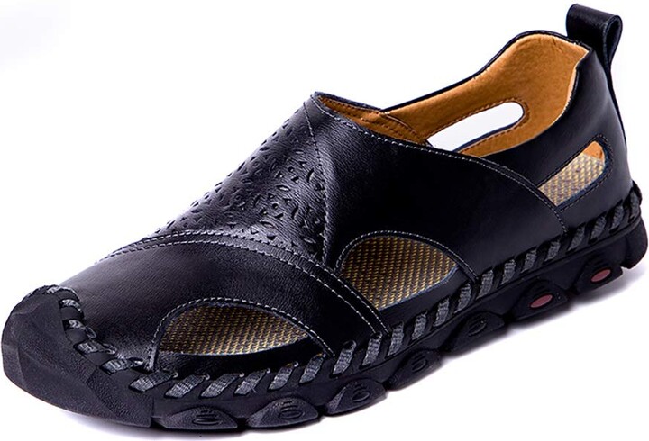 mens closed toe slip on sandals