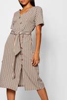 Thumbnail for your product : boohoo Stripe Short Sleeved Button Midi Dress