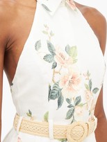 Thumbnail for your product : Zimmermann Kirra Halterneck Floral-print Linen Dress - White Print