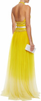 Thumbnail for your product : Naeem Khan Embellished Neon Cotton-tulle Halterneck Gown