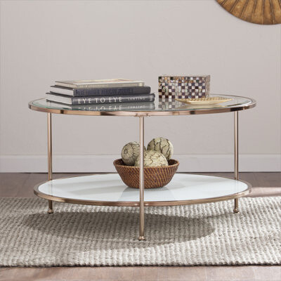 Mercer41 Coffee Table, Cocktail Table With Shelf