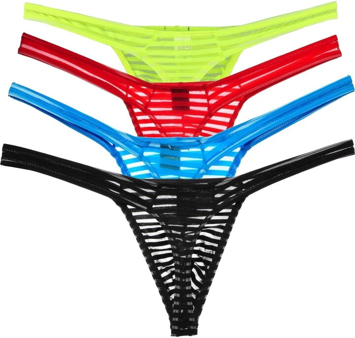 Men's Semi-Transparent Jockstrap Thong Underwear T-Back Thong G-String Underpants 