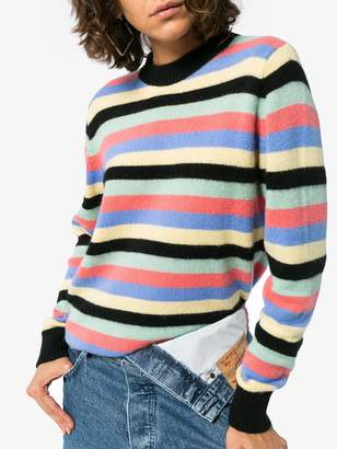 The Elder Statesman multicolour stripe round neck cashmere sweater
