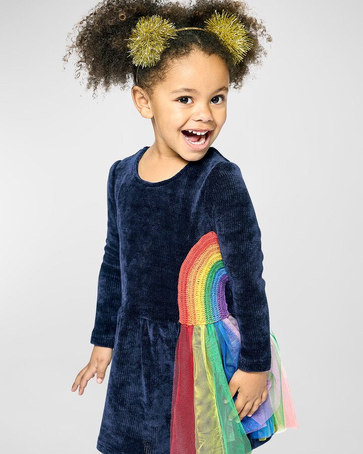 Toddler Girls' Afro Unicorn Rainbow Tulle Pullover Dress - Pink