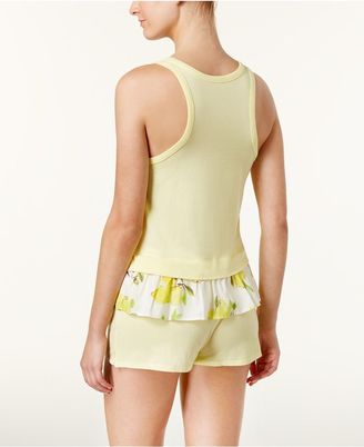 Kate Spade Flounce Top and Boxer Shorts Knit Pajama Set