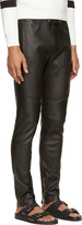 Thumbnail for your product : Balmain Black Leather Ribbed Trousers