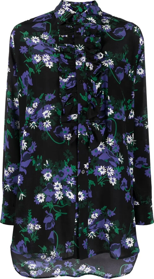 Plan C Floral-Print Silk Shirt