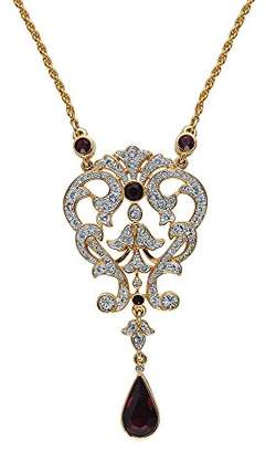 Cristalina 18ct Gold Plated Edwardian Style Necklace with Crystals and Siam Drops of Length 40cm