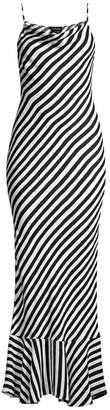 Saloni Stella Striped Ruffle-Hem Maxi Dress