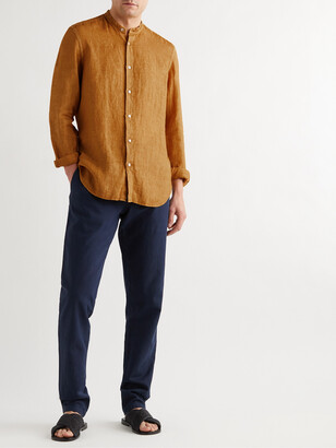 Boglioli Grandad-Collar Linen Shirt - Men - Orange - 44