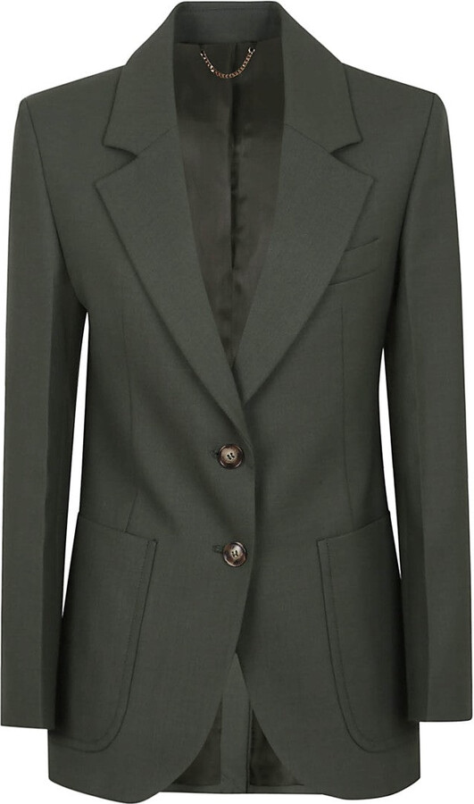 Victoria Beckham Tailored Olive Green Patch Pocket Jacket