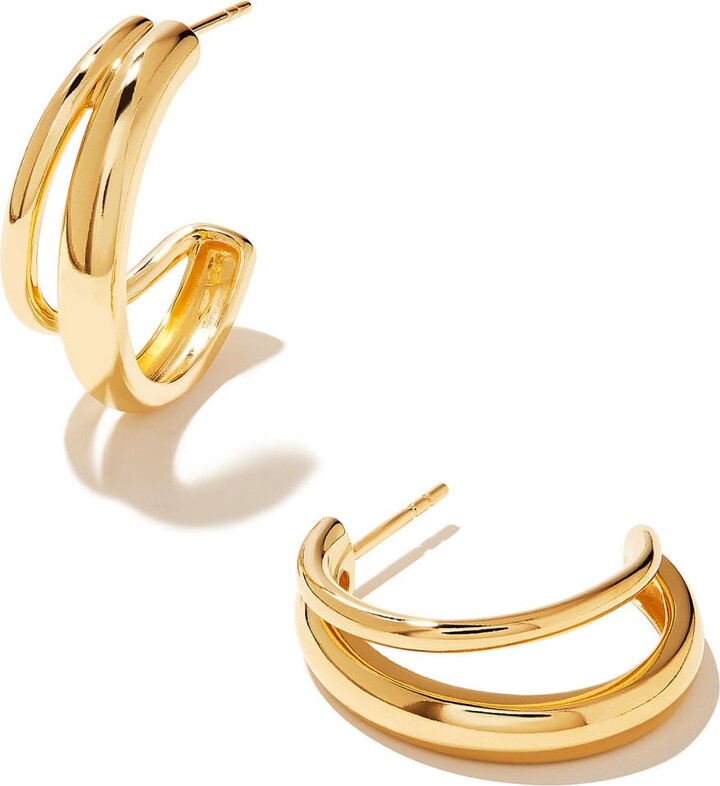 Kendra Scott Meg Double Hoop Earrings in 18k Gold Vermeil | Metal