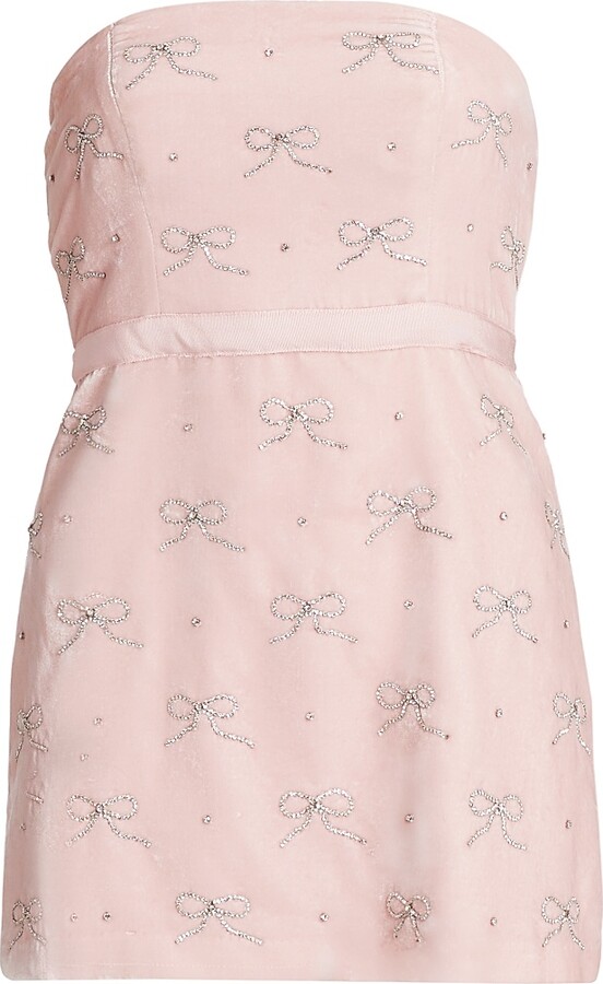 Women's Rhinestone Velvet Rinwell Mini Dress - Ballet Pink - Size 2