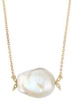 Thumbnail for your product : Mizuki 14k Gold Diamond Leaf & White Pearl Necklace