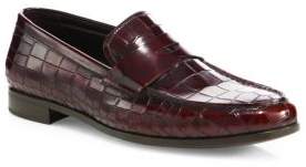 Giorgio Armani Crocodile-Embossed Leather Loafers