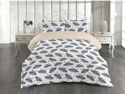 Ambesonne Moth Drawing Duvet Cover Set Jungle Animal Wingy Dark Sky Blue Off White