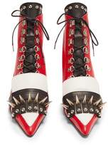 Thumbnail for your product : Marques Almeida Spike Embellished Lace Up Kitten Heel Boots - Womens - Black Red