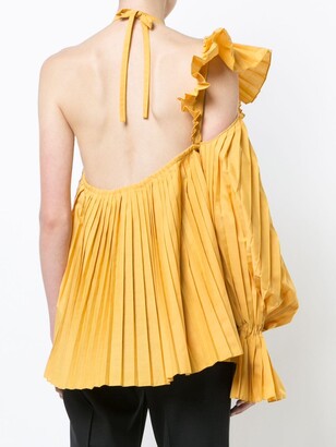 Rosie Assoulin Pleated One Shoulder Blouse
