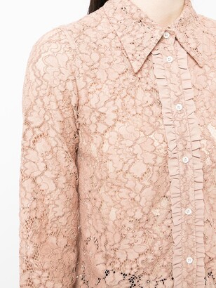 No.21 Floral-Lace Scalloped Shirt
